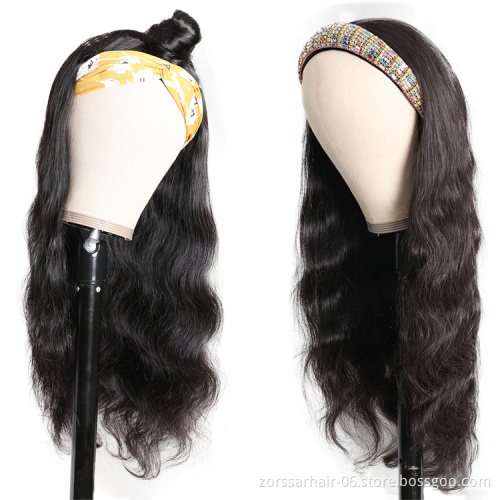 Wholesale Brazilian Virgin Cuticle Aligned Human Hair Wigs For Black Women Body Wave Headband Wig